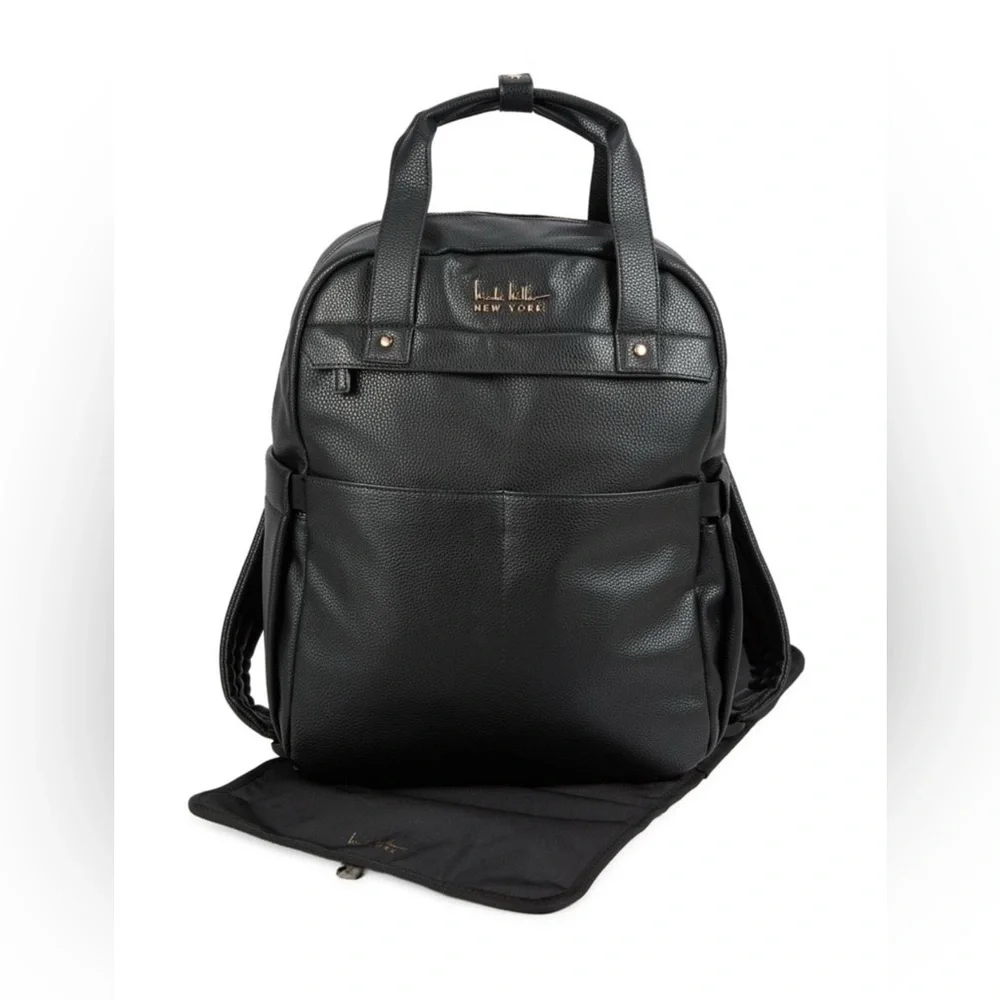 NEW Nicole Miller Black Diaper Bag Backpack